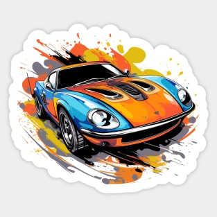 Sports Car Cartoon Illustration Sticker